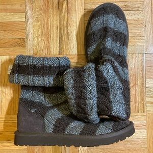 UGGS sweater knit boots, Brown and Gray
